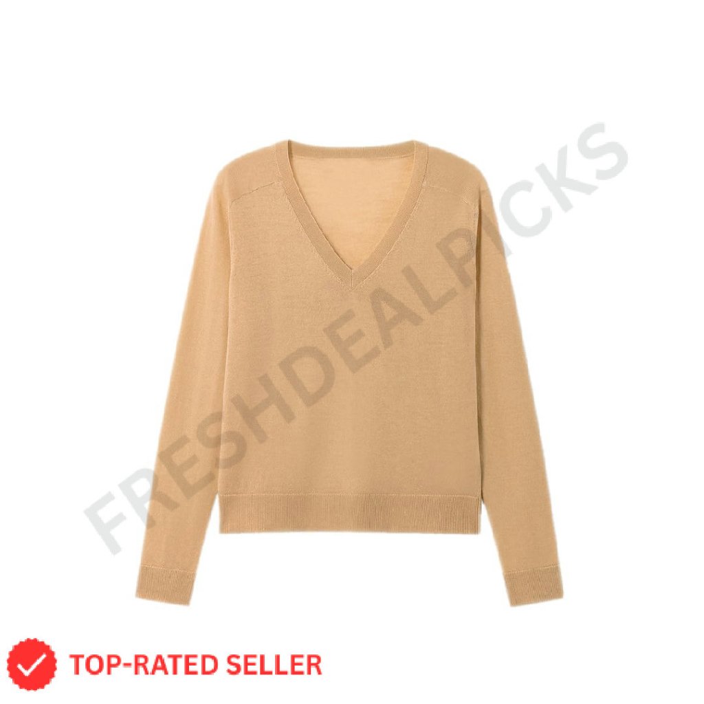 Merino Wool V Neck Pullover Lightweight Loose Fit Casual Elegant Sweater